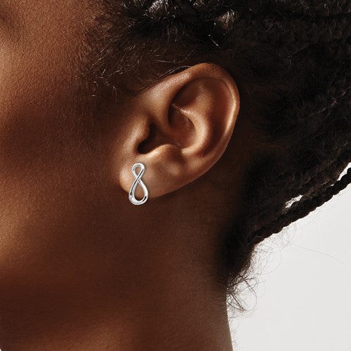 Sterling Silver White Ice Diamond Infinity Symbol Post Earrings- Sparkle & Jade-SparkleAndJade.com QW396
