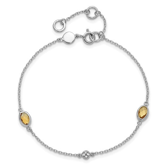 Sterling Silver White Ice Diamond & Oval Gemstone Bracelets- Sparkle & Jade-SparkleAndJade.com 
