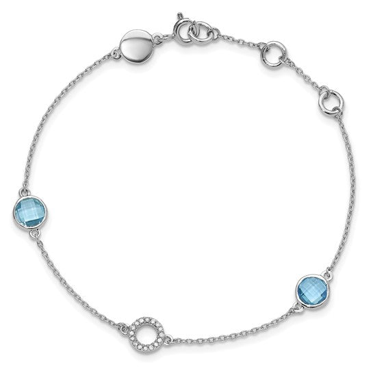 Sterling Silver White Ice Diamond & Round Gemstone Bracelets- Sparkle & Jade-SparkleAndJade.com 