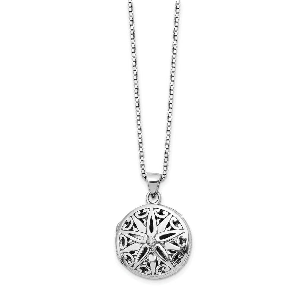 Sterling Silver White Ice Diamond Star Locket Necklace- Sparkle & Jade-SparkleAndJade.com QW440-18