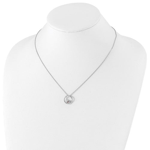 Sterling Silver White Ice Diamond and Garnet Necklace- Sparkle & Jade-SparkleAndJade.com QW371GA-18