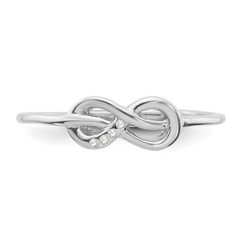 Sterling Silver White Ice Infinity Knot Diamond Ring- Sparkle & Jade-SparkleAndJade.com 