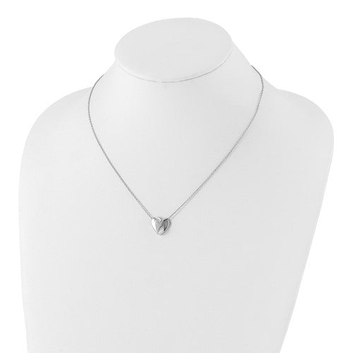 Sterling Silver White Ice .01ct. Diamond Heart Necklace- Sparkle & Jade-SparkleAndJade.com QW289-18