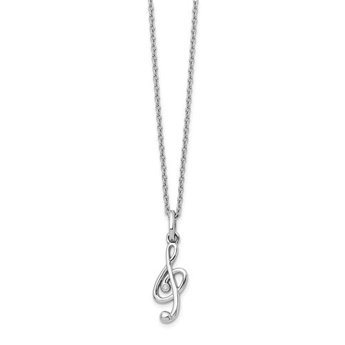 Sterling Silver White Ice .01ct. Diamond Musical Note Necklace- Sparkle & Jade-SparkleAndJade.com QW447-18