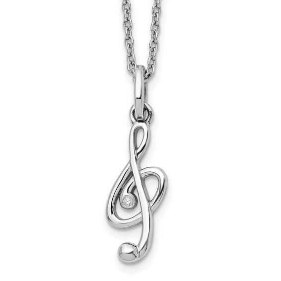 Sterling Silver Treble Clef Musical Note Necklace