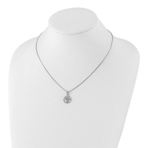 Sterling Silver White Ice .01ct. Diamond Tree Necklace- Sparkle & Jade-SparkleAndJade.com QW450-18