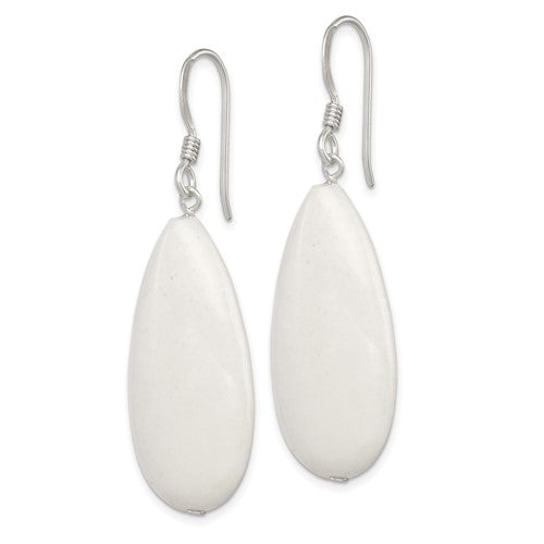 Sterling Silver White Jade Dangle Earrings- Sparkle & Jade-SparkleAndJade.com QE5899