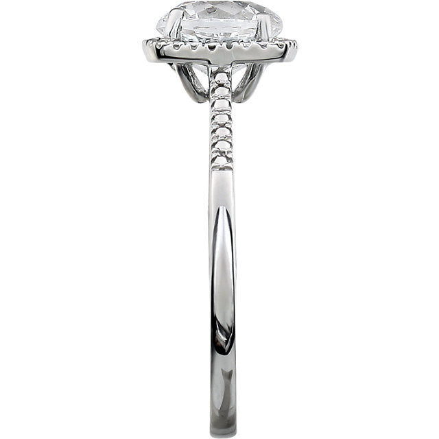 Sterling Silver White Sapphire & .01 CTW Diamond Halo-Style Ring - Size 6- Sparkle & Jade-SparkleAndJade.com 69940:238:P