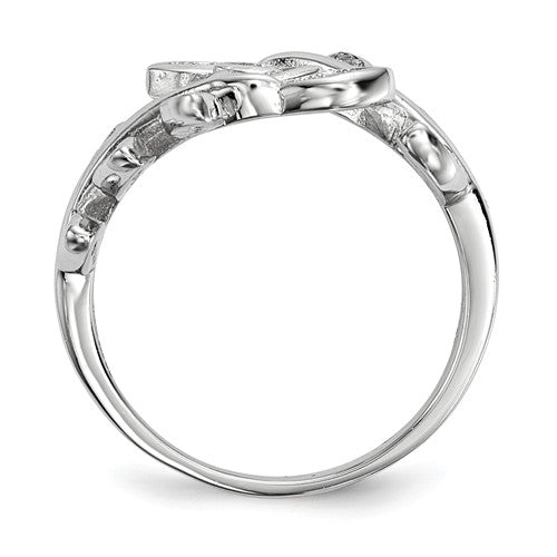 Sterling Silver Wrapped Leaves CZ Ring- Sparkle & Jade-SparkleAndJade.com 