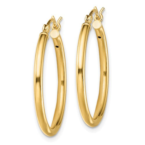 Sterling Silver Yellow Gold Plated 25mm x 2mm Hoop Earrings- Sparkle & Jade-SparkleAndJade.com QE13145