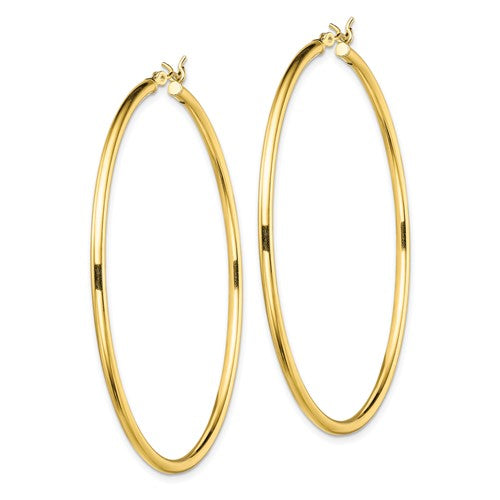 Sterling Silver Yellow Gold Plated 55mm x 2mm Hoop Earrings- Sparkle & Jade-SparkleAndJade.com QE13134