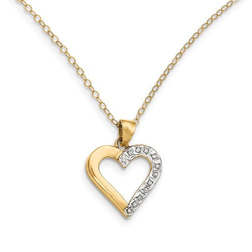 Sterling Silver Yellow Gold Plated Diamond Mystique Heart Pendant Necklace- Sparkle & Jade-SparkleAndJade.com QDF102