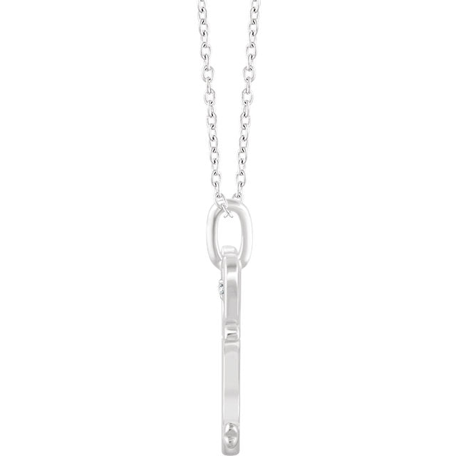 Sterling Silver .006 CT Diamond Heart Key 16-18" Necklace- Sparkle & Jade-SparkleAndJade.com 652737:60001:P