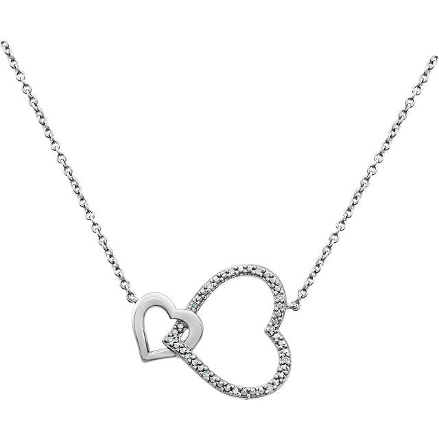 Sterling Silver .03 CTW Diamond Interlocking Heart 18" Necklace- Sparkle & Jade-SparkleAndJade.com 651799:60000:P