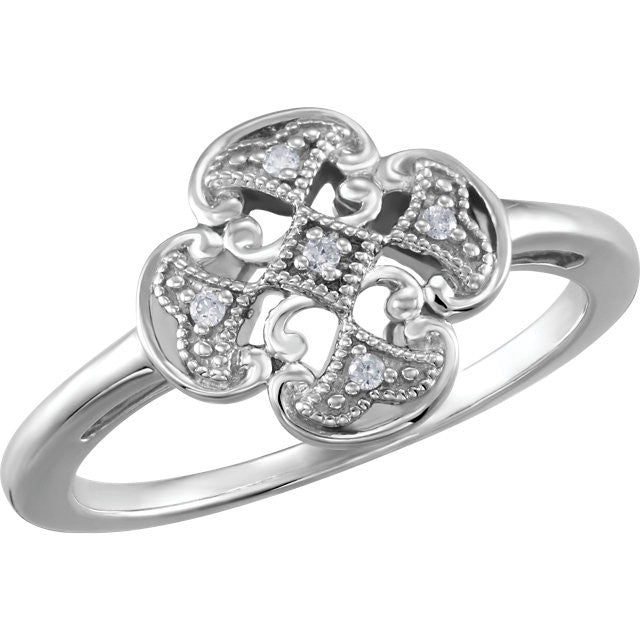 Sterling Silver .03 CTW Diamond Ring- Sparkle & Jade-SparkleAndJade.com 