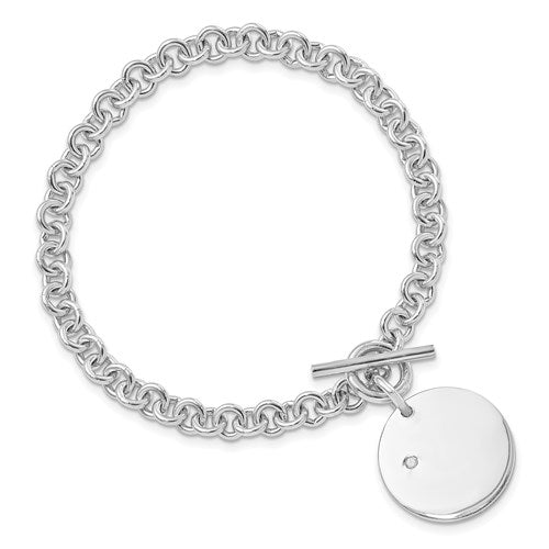 Monogrammed .925 Sterling Silver Toggle Link Charm Bracelet 