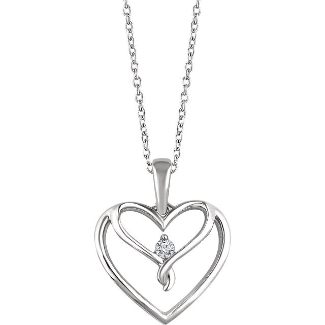 Sterling Silver .05 CT Diamond Heart 18" Necklace- Sparkle & Jade-SparkleAndJade.com 652922:60001:P