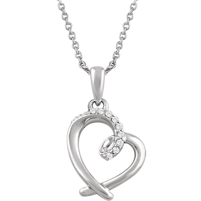 Sterling Silver .05 CTW Diamond Heart 18" Necklace- Sparkle & Jade-SparkleAndJade.com 651785:60000:P