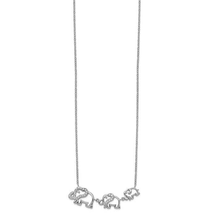 Sterling Silver and CZ Elephant Family Necklace- Sparkle & Jade-SparkleAndJade.com QG5439-18