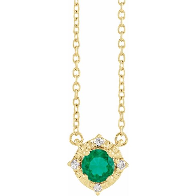 Sterling Silver or 14k Gold Gemstone and .04 CTW Diamond Halo-Style 18" Necklaces- Sparkle & Jade-SparkleAndJade.com 653714:116