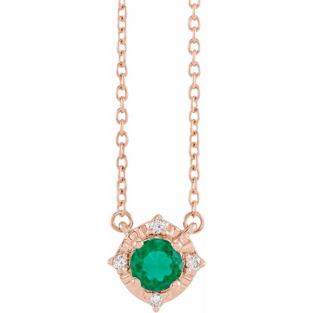 Sterling Silver or 14k Gold Gemstone and .04 CTW Diamond Halo-Style 18" Necklaces- Sparkle & Jade-SparkleAndJade.com 653714:118:P