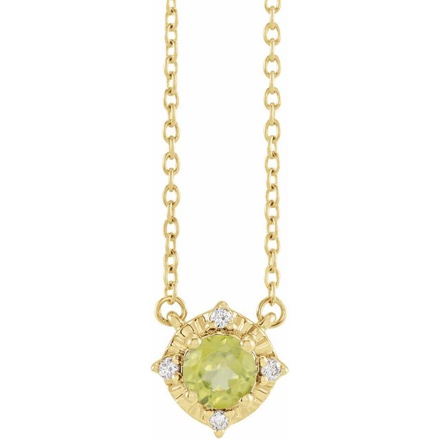Sterling Silver or 14k Gold Gemstone and .04 CTW Diamond Halo-Style 18" Necklaces- Sparkle & Jade-SparkleAndJade.com 653714:128:P