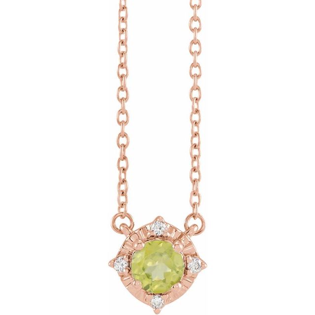 Sterling Silver or 14k Gold Gemstone and .04 CTW Diamond Halo-Style 18" Necklaces- Sparkle & Jade-SparkleAndJade.com 653714:130:P