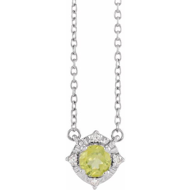 Sterling Silver or 14k Gold Gemstone and .04 CTW Diamond Halo-Style 18" Necklaces- Sparkle & Jade-SparkleAndJade.com 653714:131:P
