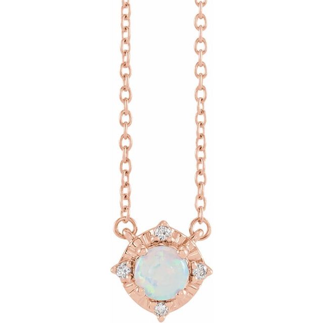 Sterling Silver or 14k Gold Gemstone and .04 CTW Diamond Halo-Style 18" Necklaces- Sparkle & Jade-SparkleAndJade.com 653714:138