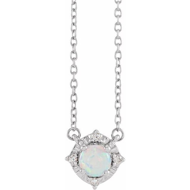Sterling Silver or 14k Gold Gemstone and .04 CTW Diamond Halo-Style 18" Necklaces- Sparkle & Jade-SparkleAndJade.com 653714:139:P