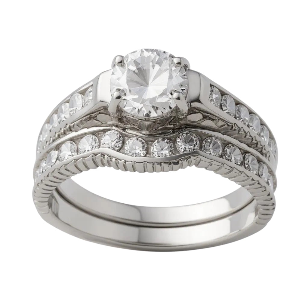 Juego de anillos de boda de promesa con circonita cúbica de 2 piezas e, image size:1024x1024