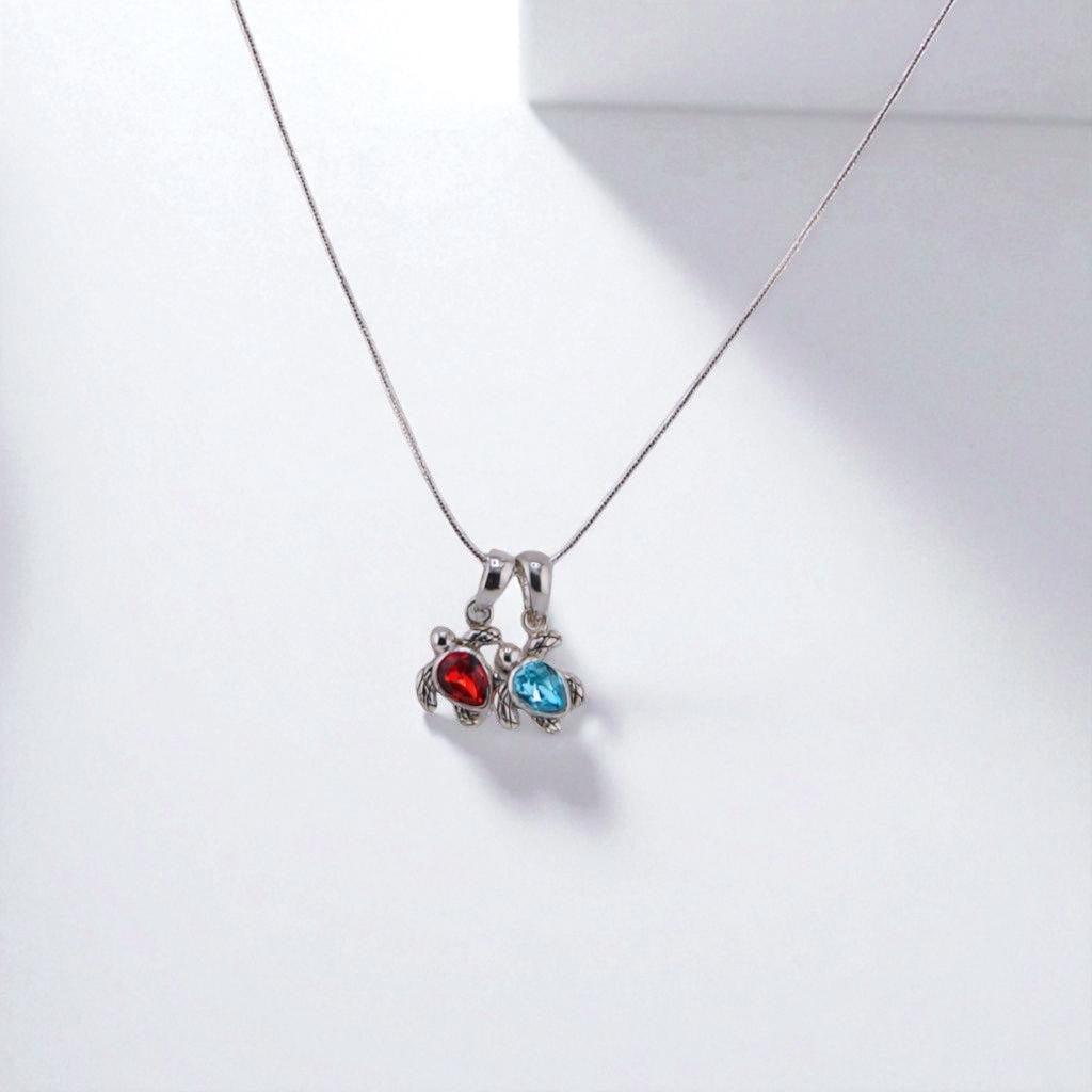 Sterling Silver Birthstone Turtle Pendant- Sparkle & Jade-SparkleAndJade.com 