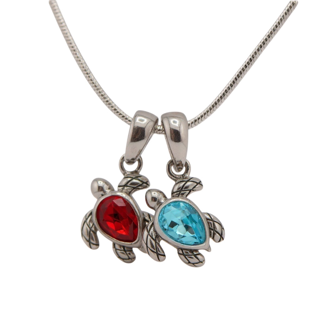 Sterling Silver Birthstone Turtle Pendant- Sparkle & Jade-SparkleAndJade.com 