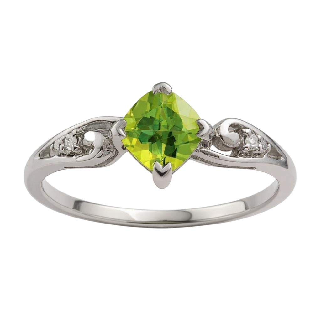 Sterling Silver Cushion Cut Gemstone and Diamond Rings- Sparkle & Jade-SparkleAndJade.com 
