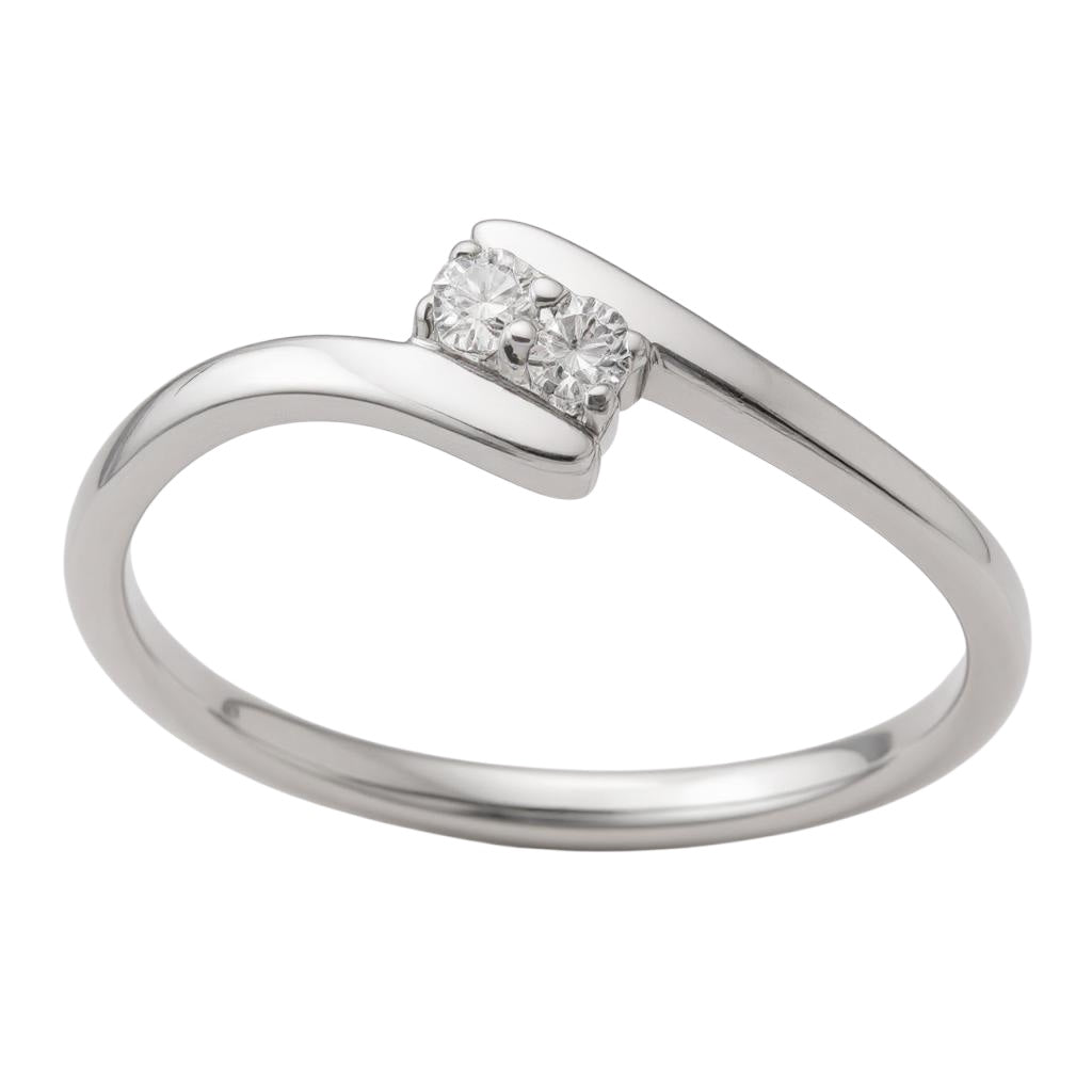 Sterling Silver Genuine Diamond 2-Stone Promise Ring- Sparkle & Jade-SparkleAndJade.com 