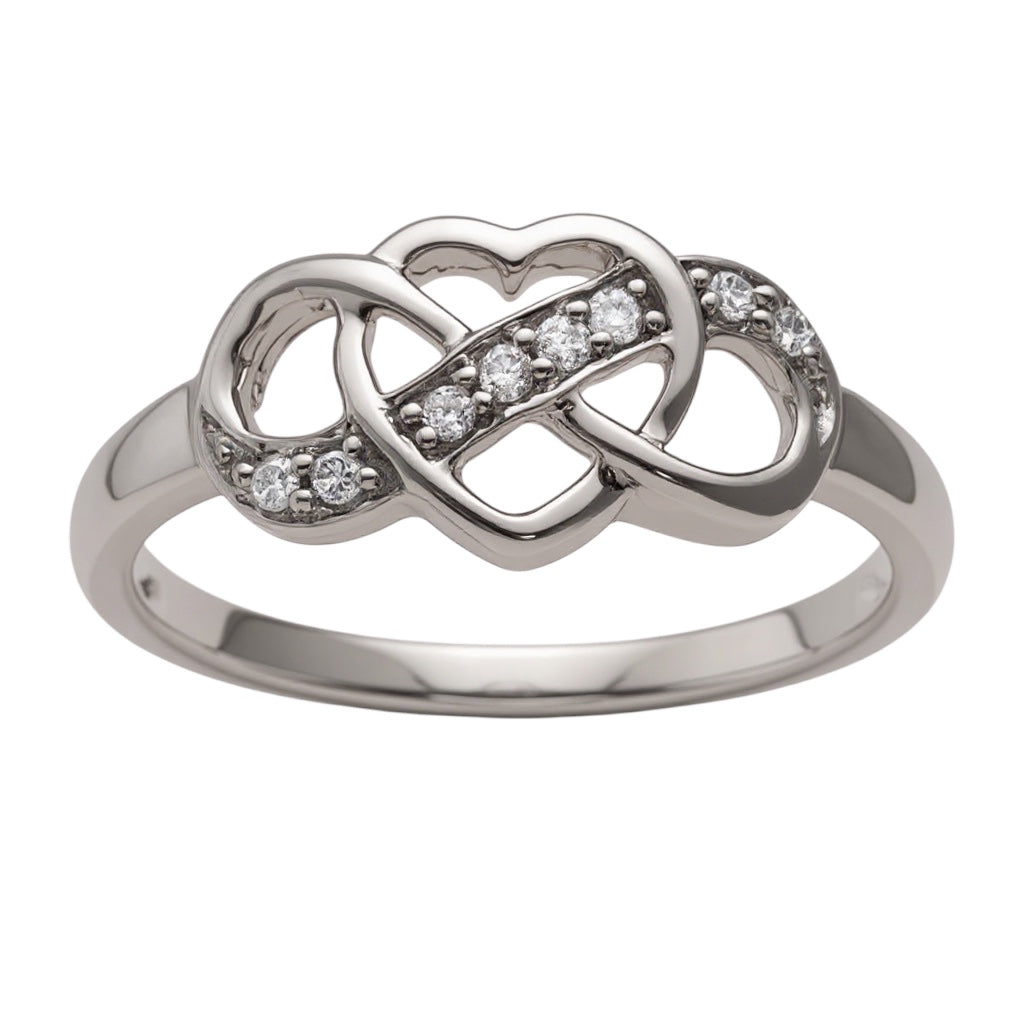 Sterling Silver Genuine Diamond Infinity Heart Ring- Sparkle & Jade-SparkleAndJade.com 