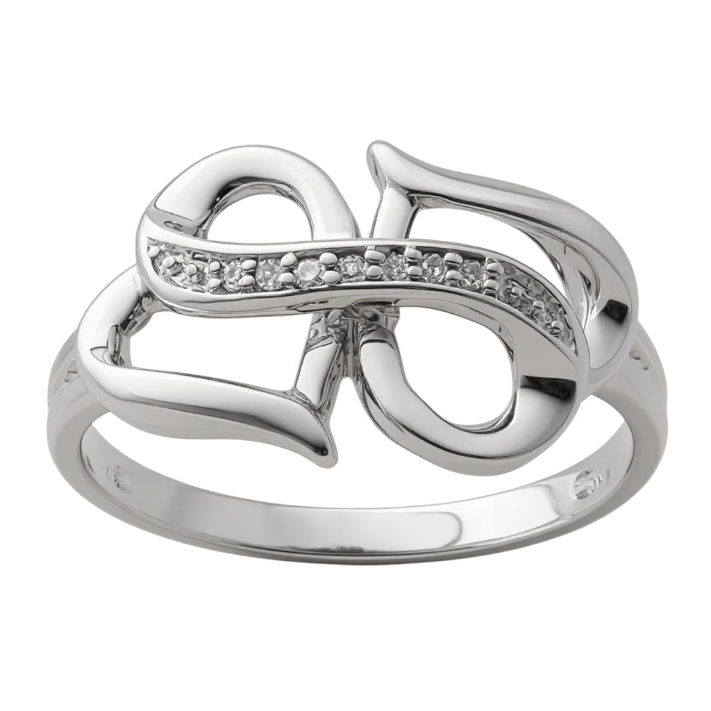 Sterling Silver Genuine Diamond Infinity Symbol Heart Ring- Sparkle & Jade-SparkleAndJade.com 