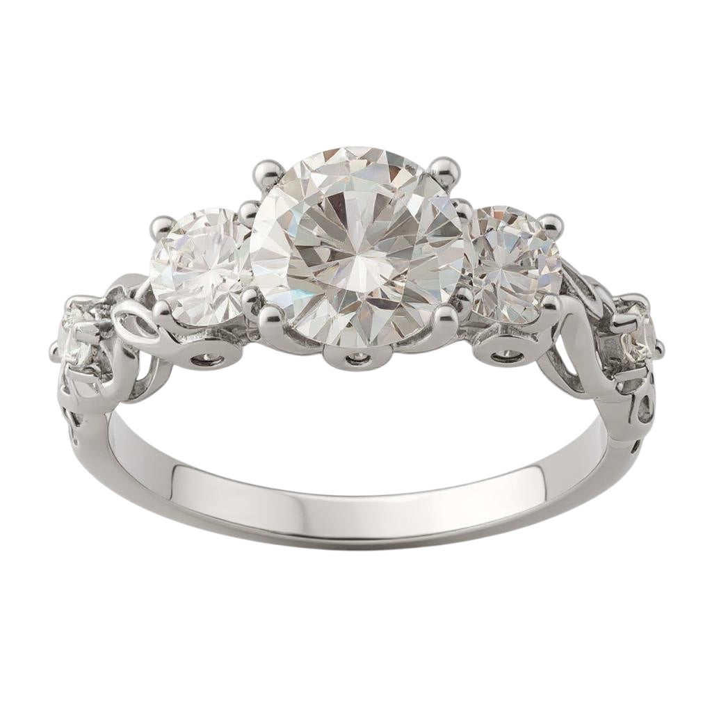 Sterling Silver Three Stone CZ Ring- Sparkle & Jade-SparkleAndJade.com 