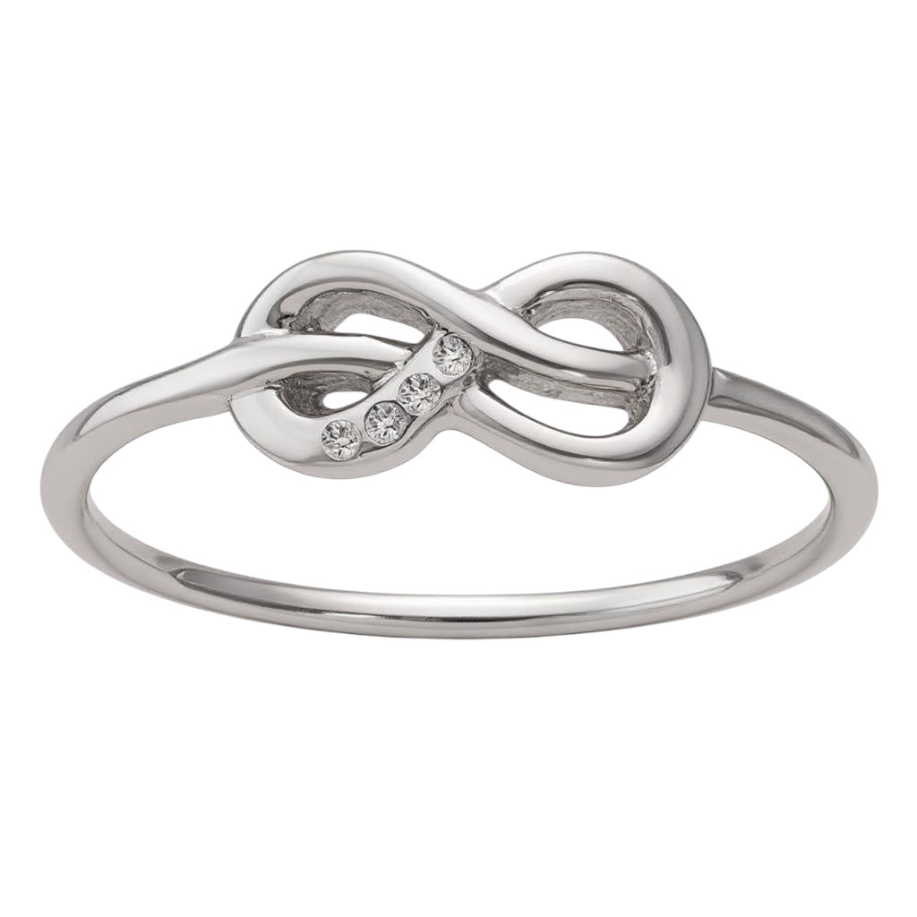 Sterling Silver White Ice Infinity Knot Diamond Ring- Sparkle & Jade-SparkleAndJade.com 