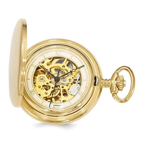 Swingtime Gold-Finish Brass Mechanical 42mm Pocket Watch - Engravable- Sparkle & Jade-SparkleAndJade.com XWA4665