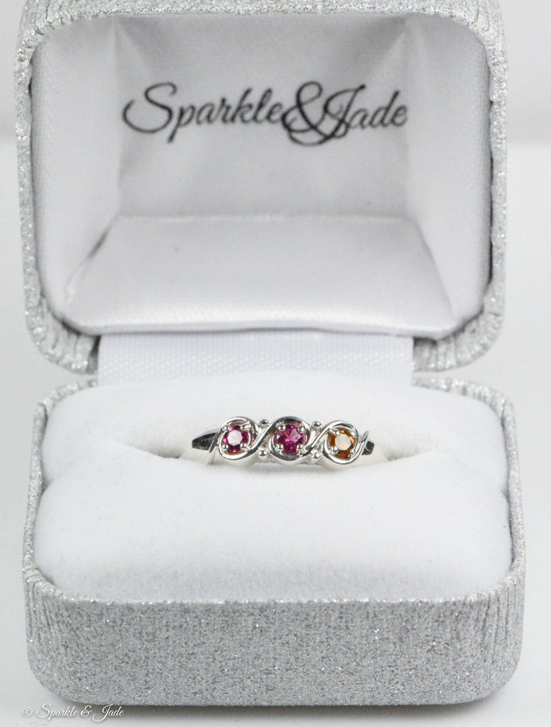 Swirl Accented Mother's Family Birthstone Ring- Sparkle & Jade-SparkleAndJade.com 
