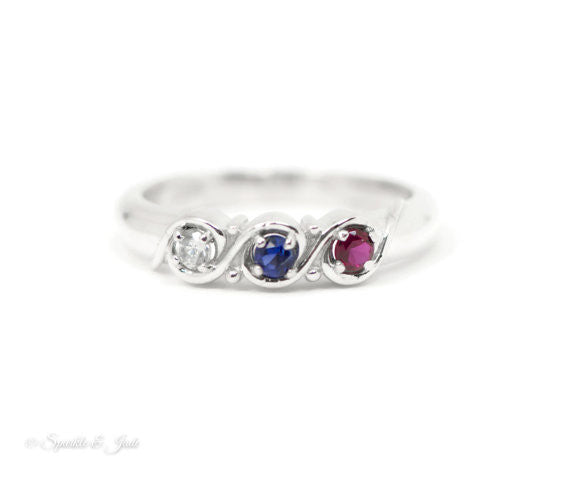 Swirl Accented Mother's Family Birthstone Ring- Sparkle & Jade-SparkleAndJade.com 