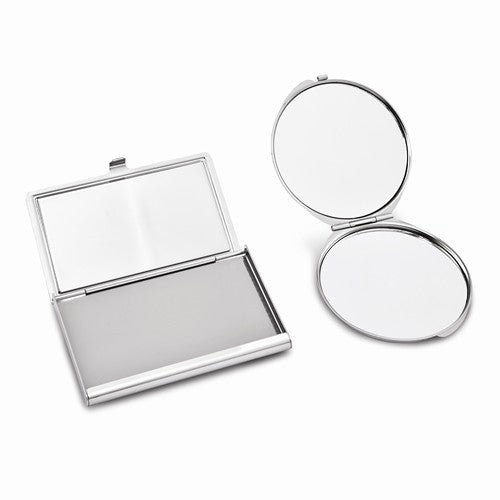 Swirl Crystal and Black Enamel Card Case And Mirror Gift Set- Sparkle & Jade-SparkleAndJade.com GM16940