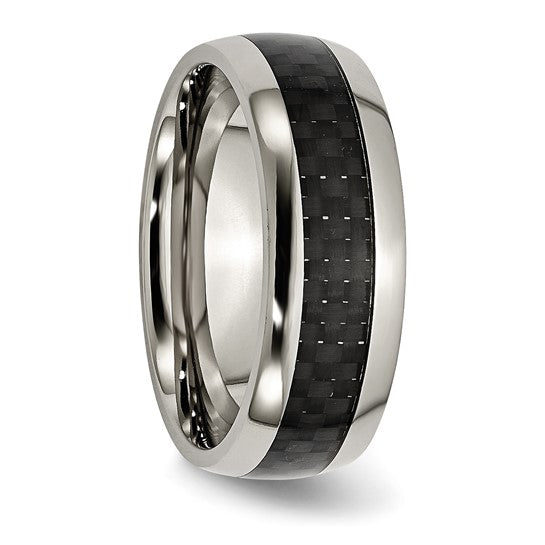 Titanium Polished with Black Carbon Fiber Inlay 8mm Band- Sparkle & Jade-SparkleAndJade.com 
