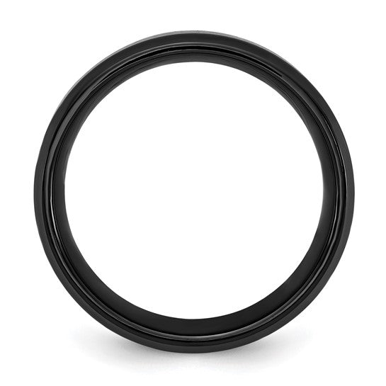 Black Titanium Polished with Black and Blue Carbon Fiber Inlay 8mm Band- Sparkle & Jade-SparkleAndJade.com 