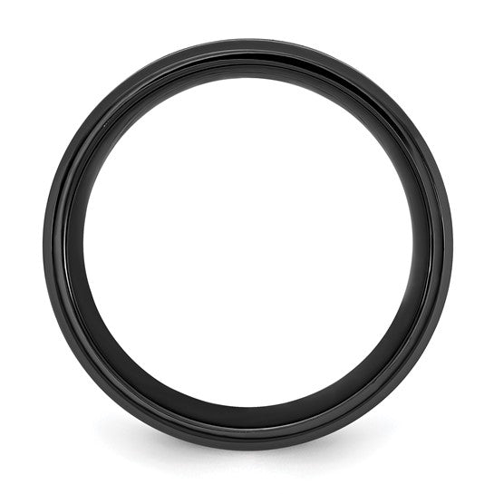 Black Titanium Brushed with Polished Blue IP-plated Center 8mm Band- Sparkle & Jade-SparkleAndJade.com 