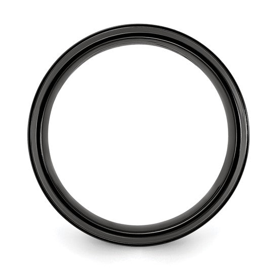 Black Titanium Polished with Grey Carbon Fiber Inlay 8mm Band- Sparkle & Jade-SparkleAndJade.com 