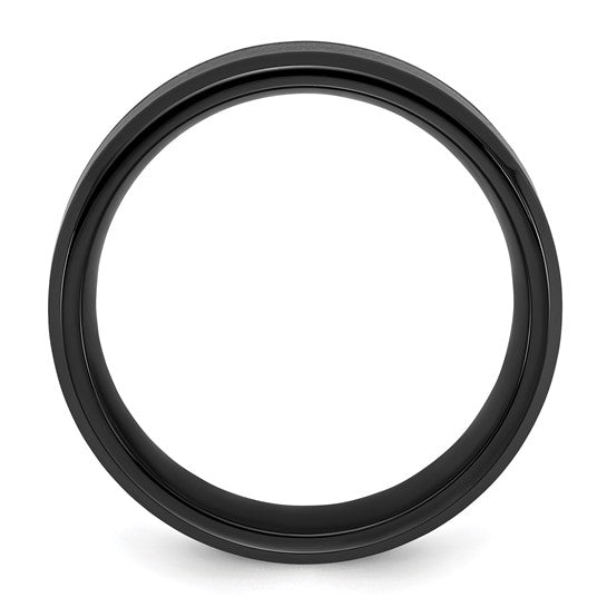 Titanium Polished Black IP-plated with Blue Star Sandstone Inlay Center 8mm Band- Sparkle & Jade-SparkleAndJade.com 