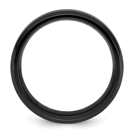 Titanium Polished Black IP-plated Brushed Center 8mm Band- Sparkle & Jade-SparkleAndJade.com 