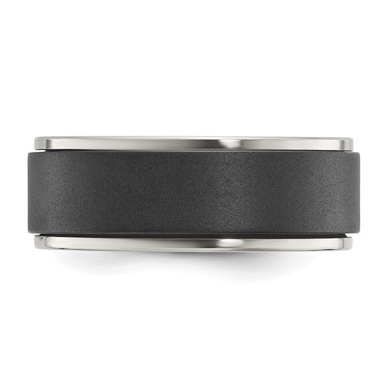 Titanium Polished & Brushed Black Zirconium Spinning 8mm Band- Sparkle & Jade-SparkleAndJade.com 